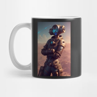 Cybernetic steampunk robot posing Mug